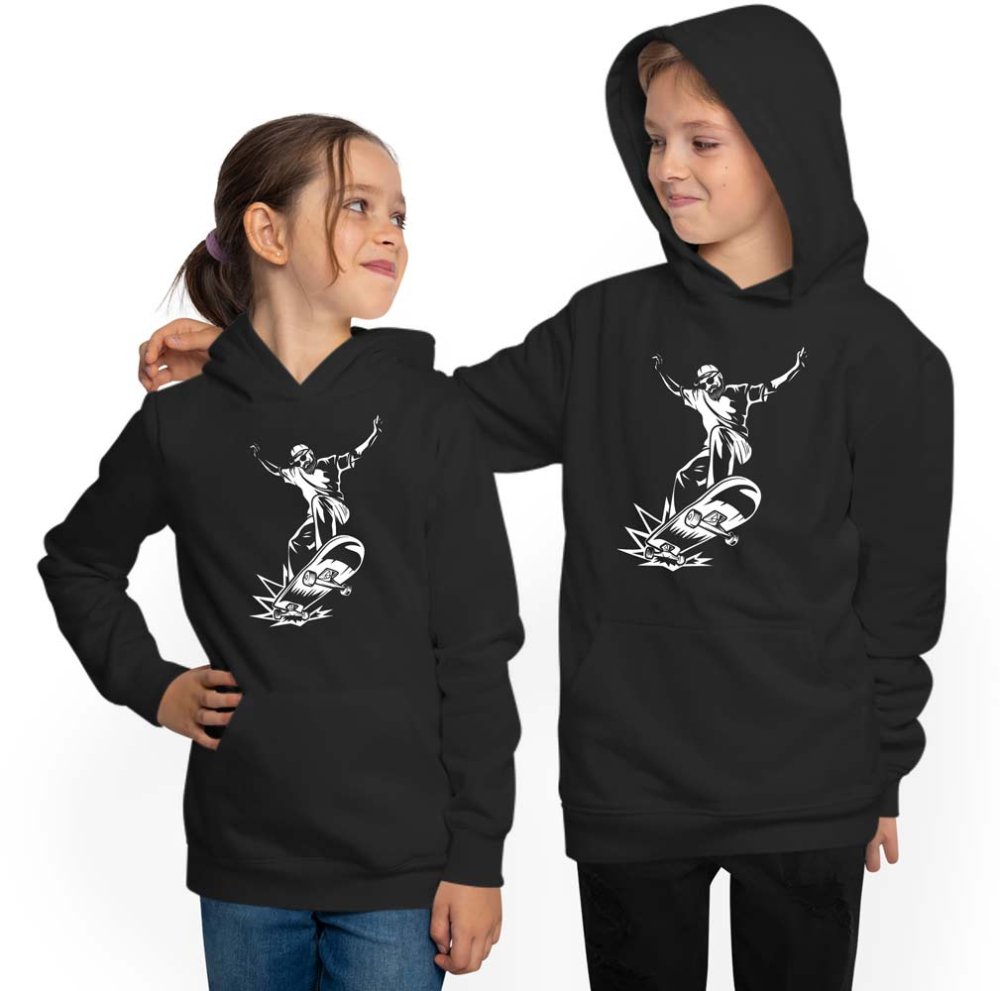Skater Hoodie Kids Hooded Sweater - Jumping Skater i513